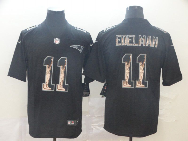 Men New England Patriots #11 Edelman Black Goddess fashion Edition Nike NFL Jerseys